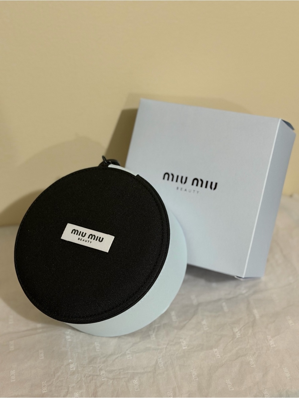 Miu Miu Black and White Round Vanity Case